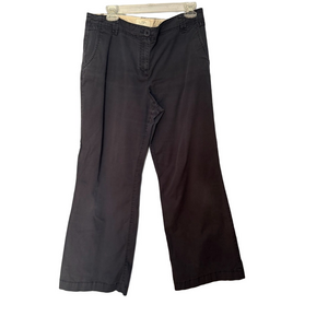 LOFT Navy Wide Leg Trouser Pants Size 12 Chino Coastal Chic Workwear